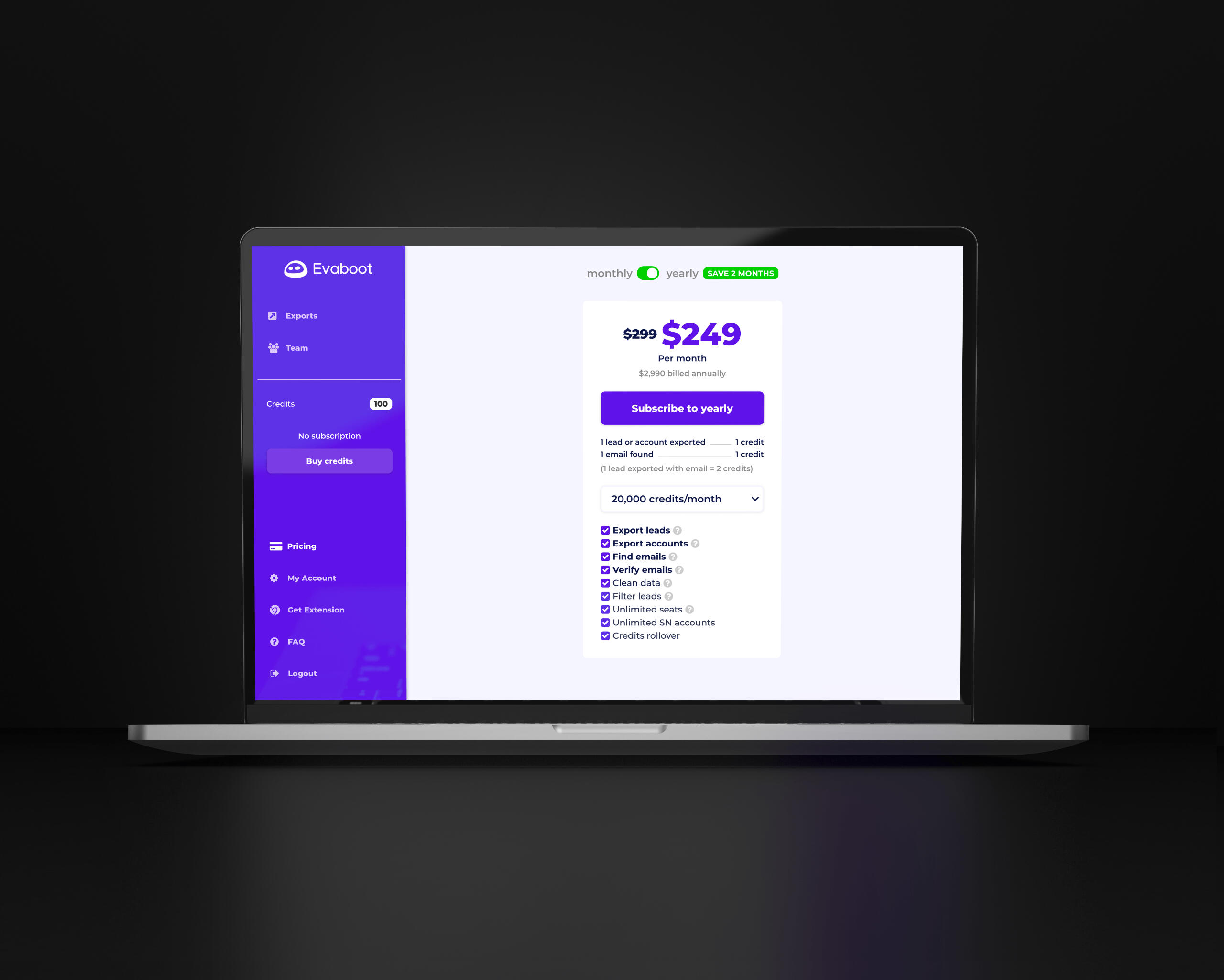 Evaboot bubble.io app 1